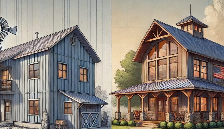 key differences between prefabricated and custom barndominium builds