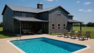 barndominium with pool