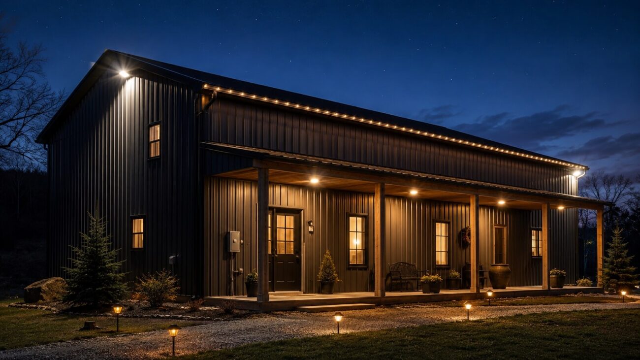barndominium exterior lighting